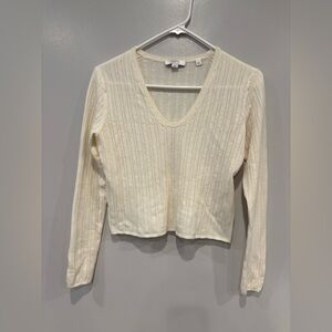 Vince Cream Wool  V Neck Sweater Size M